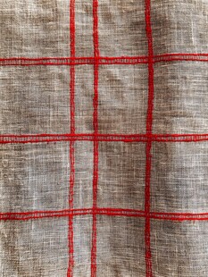 灰色布料上的红色格纹图案