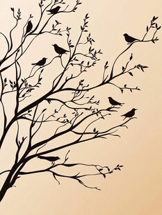 树枝上的鸟儿剪影