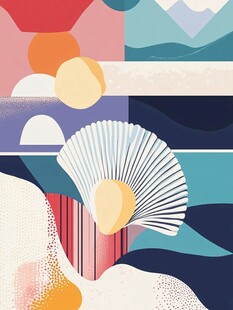 抽象几何风景艺术插画