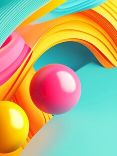 炫彩立体几何球体创意画面