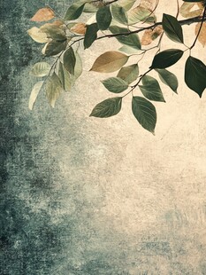 复古风绿叶装饰背景图