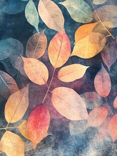复古风多彩秋叶艺术图案