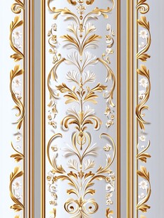 欧式奢华金白花纹装饰图案