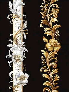奢华金银花卉装饰图案