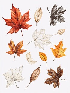 多彩手绘秋叶素材集合