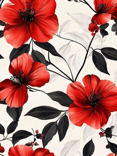 红色花卉图案的精美装饰