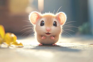 可爱小老鼠好奇张望