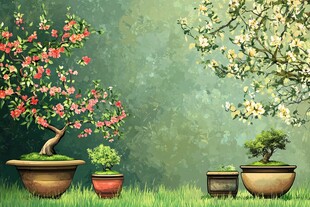 春日盆景 繁花绿草的生机