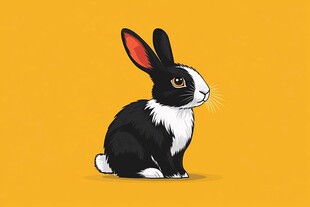 可爱黑白兔插画
