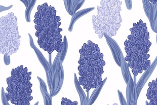 紫色风信子花卉无缝图案