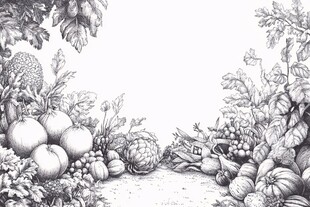 手绘蔬果边框图