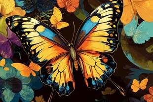 绚丽蝴蝶于花丛中飞舞