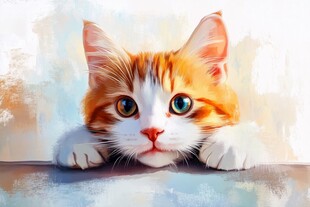 可爱萌猫探头瞧