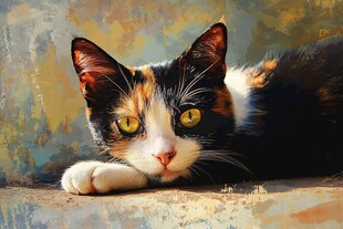 三色猫咪的静谧瞬间