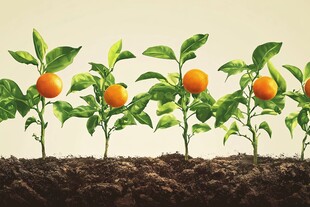 柑橘幼苗茁壮成长画面