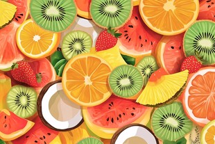 缤纷多彩水果切片图案