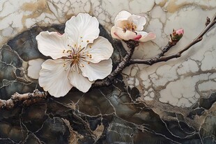 玉色杏花绽于纹理背景