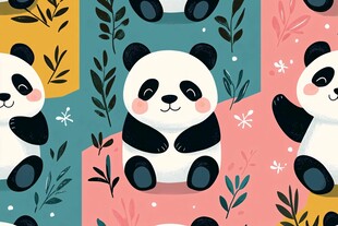 可爱熊猫插画图案设计