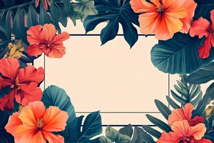 热带花卉边框背景图