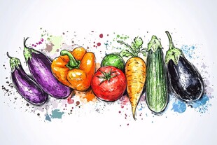水彩绘多彩蔬菜组合