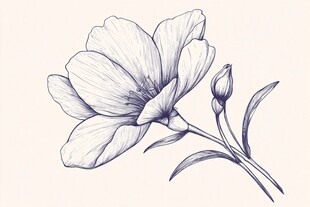 手绘线条花卉插画