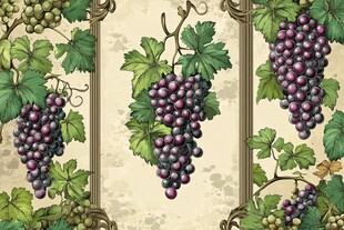 复古风葡萄藤蔓装饰画