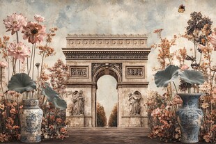 埃菲尔铁塔旁的花卉景致