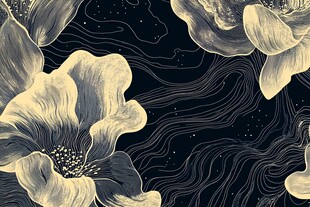 复古花卉与抽象线条图案