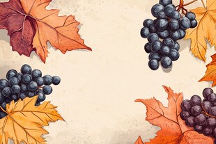 秋景葡萄枫叶背景图