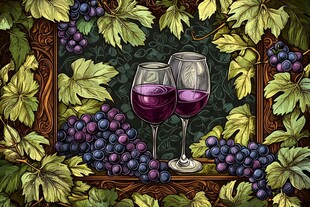 葡萄美酒 杯中佳酿与鲜果