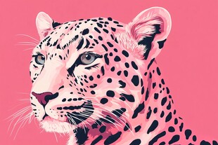 粉色豹头插画