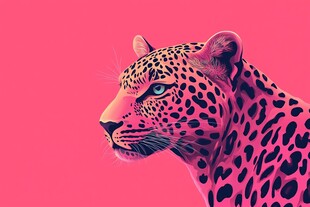 粉色豹头插画 尽显野性魅力