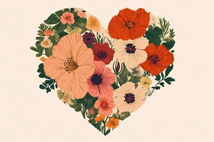 心形花卉图案 浪漫且美丽