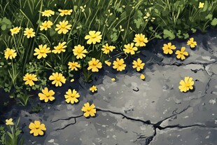 石缝间绽放的黄色小花