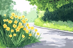 春日路边绽放的黄色小花