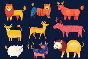 可爱卡通野生动物集合