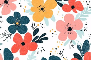 多彩花卉无缝图案设计