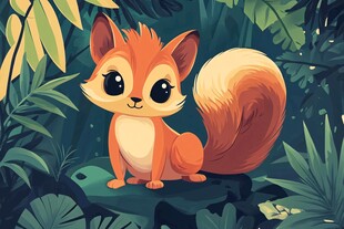 森林中的可爱小松鼠