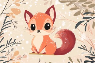 可爱小狐狸置身花草间