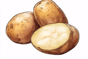 手绘新鲜土豆插画
