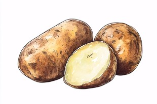手绘新鲜土豆插画