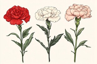 三色康乃馨插画