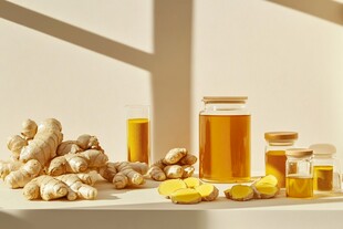 生姜与姜制品的光影展示