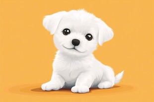 可爱小白狗萌趣坐姿