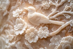 花鸟浮雕艺术品细节展示