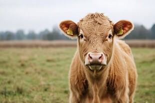 田野中的可爱小黄牛