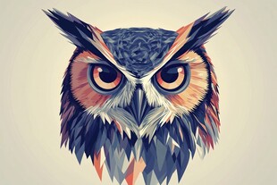 几何风格猫头鹰头部特写
