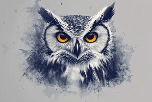 水墨风格猫头鹰特写