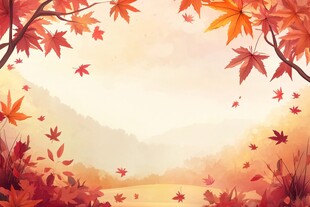 秋日枫叶飘零美景