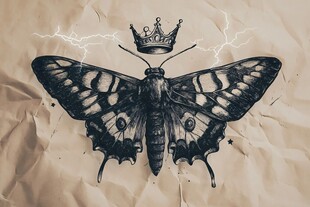 王冠飞蛾 暗黑风独特纹身图案